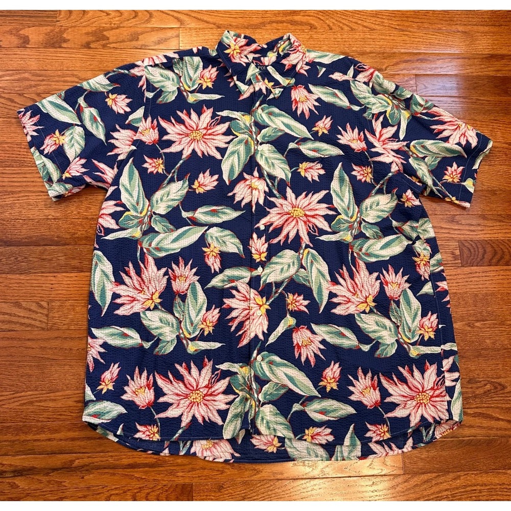 Polo Ralph Lauren Button Down Shirt Mens 2XB Floral Tropical Print Beach Resort
